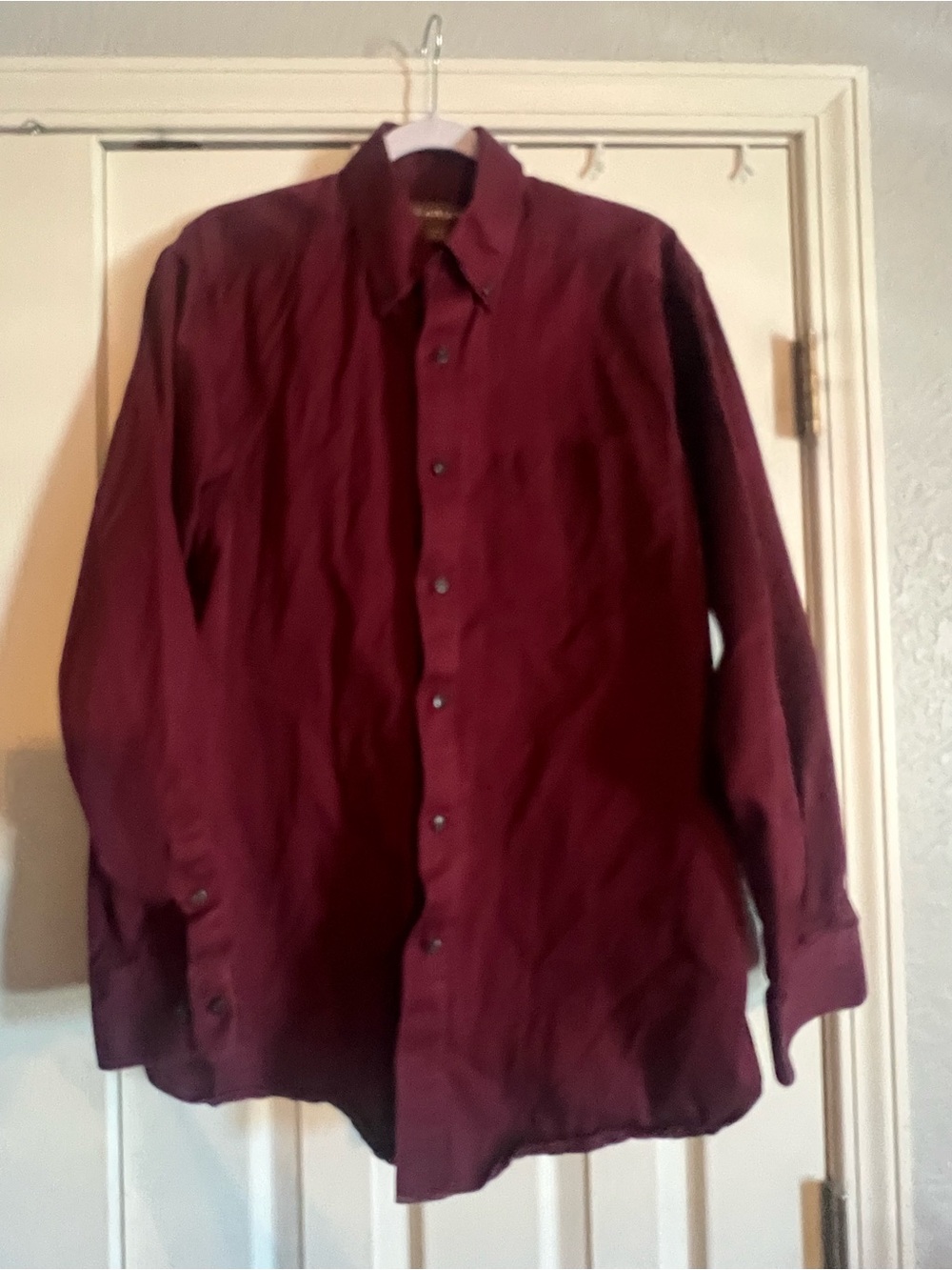 Deep Burgundy/Maroon Ariat Button-Down Dress Shirt for Casual/Formal Occasions.